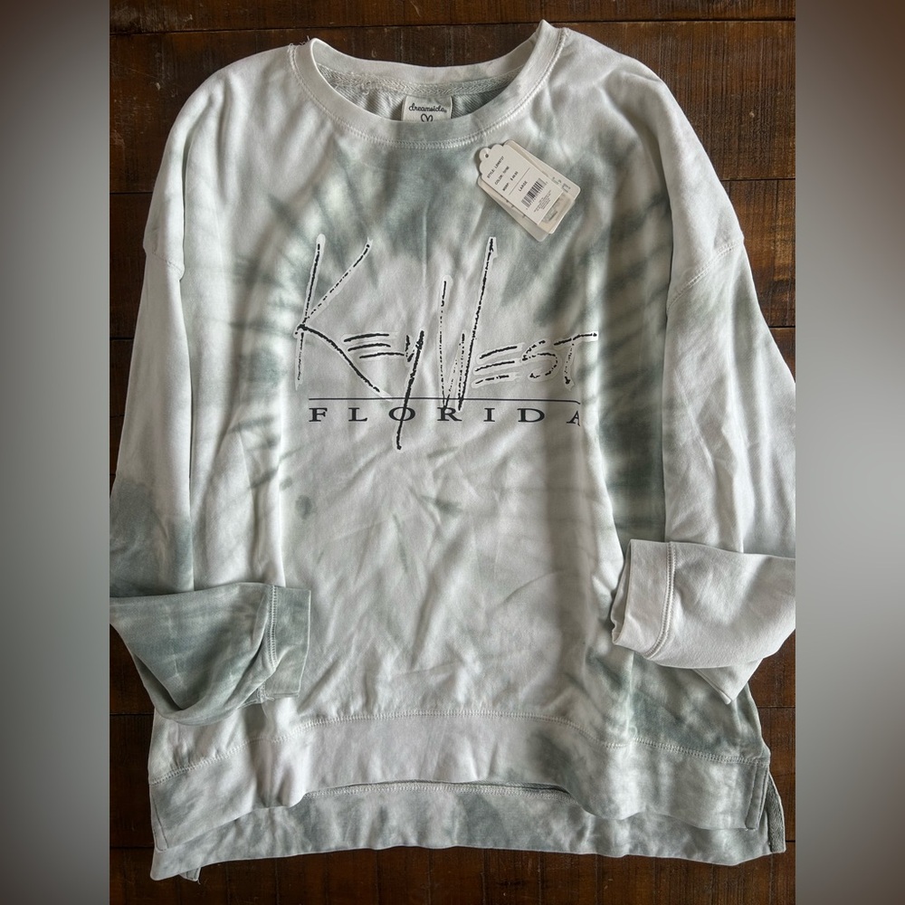 Key West Tie Dye Comfy Oversized Pullover Sweatshirt‎ Large